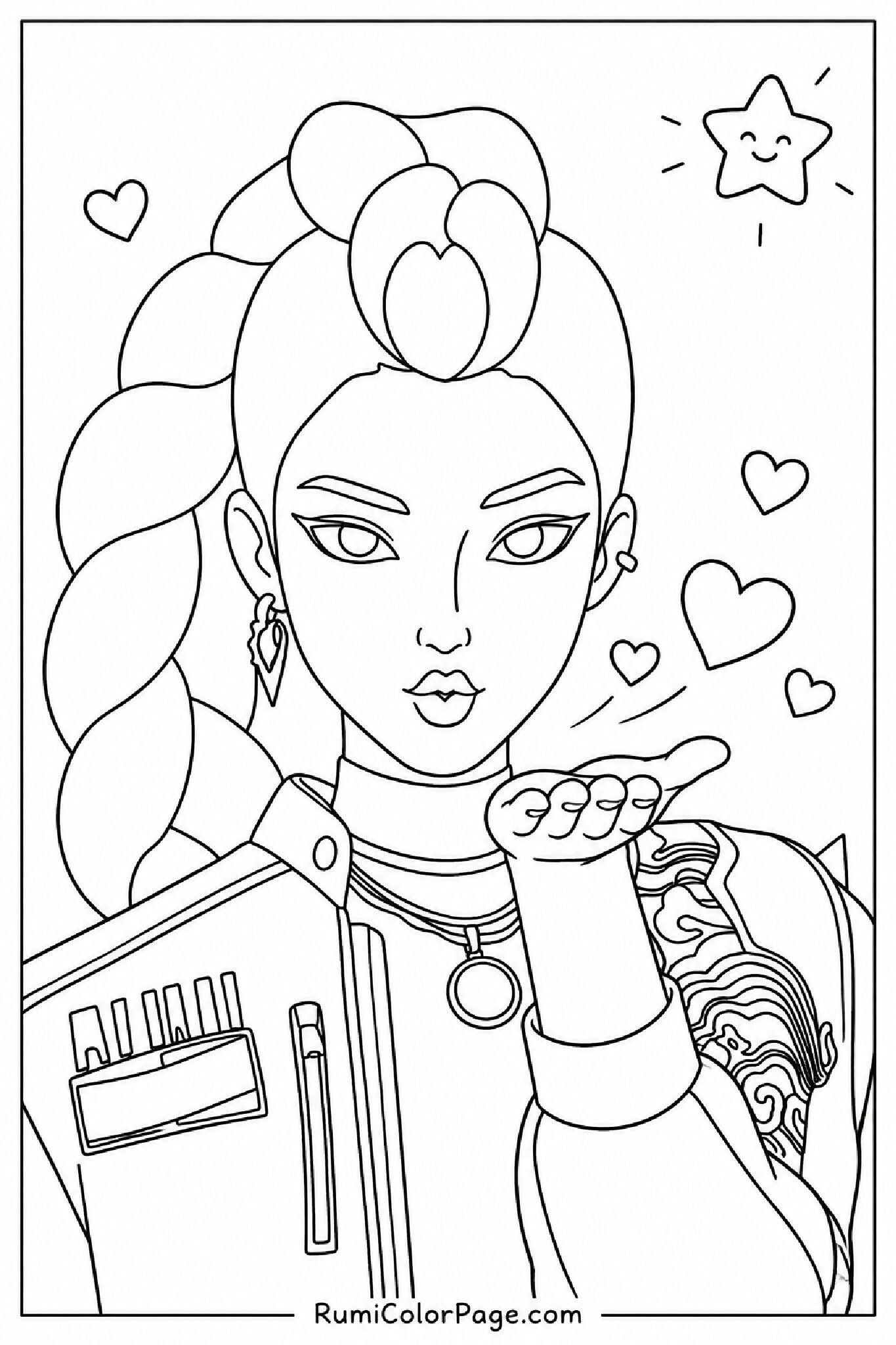 Rumi Blowing a Kiss coloring page