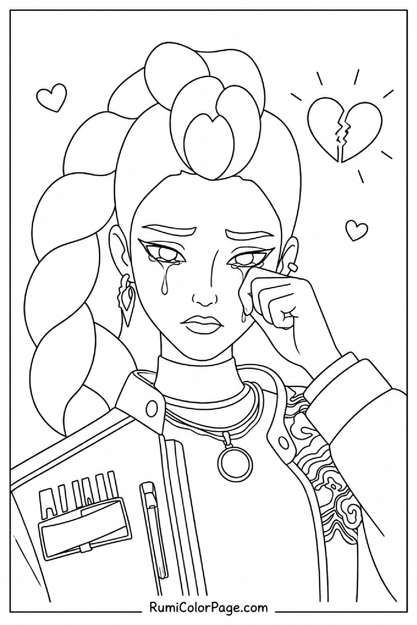 Rumi Crying Softly coloring page