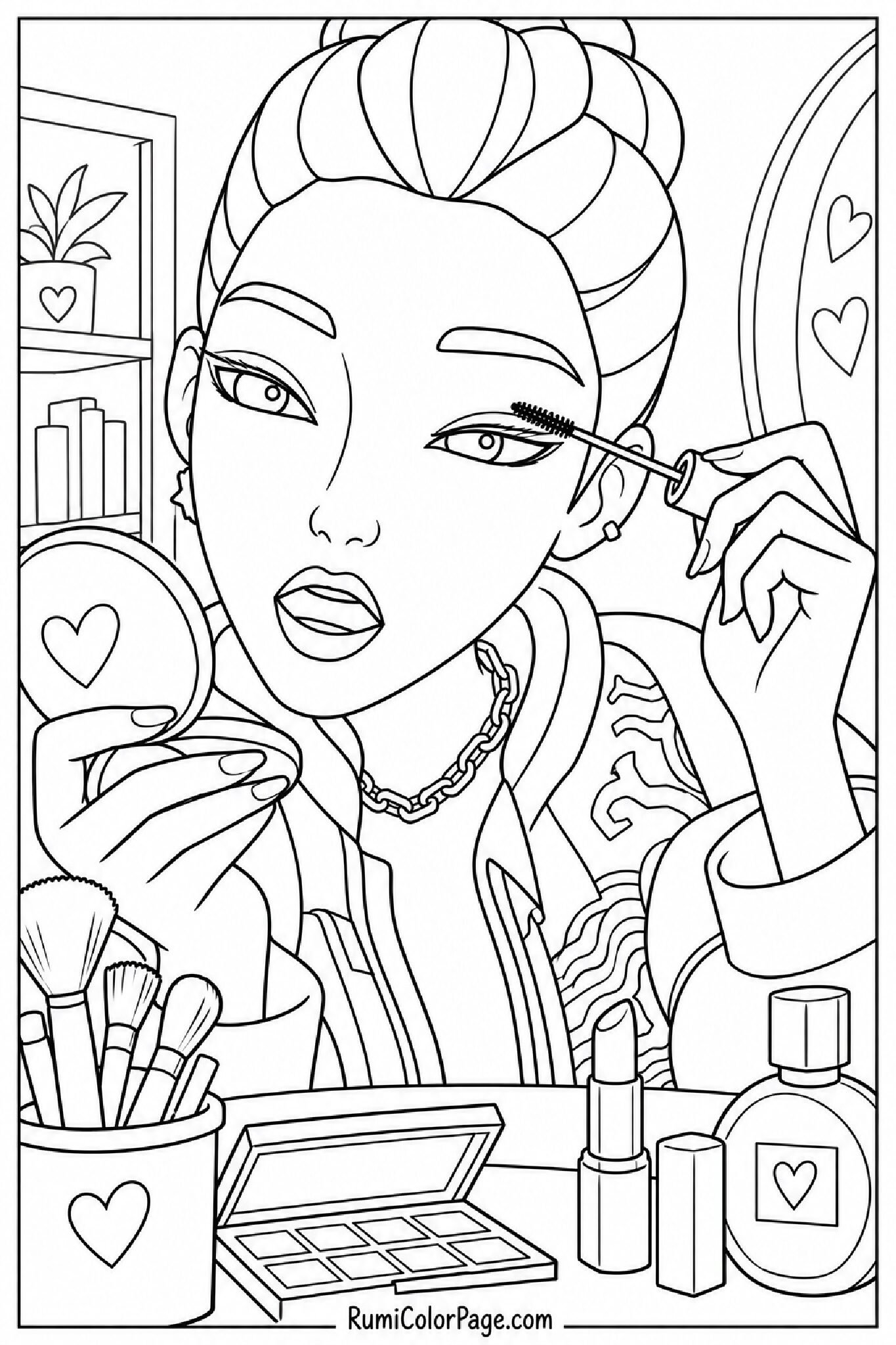 Rumi Doing Her Makeup coloring page