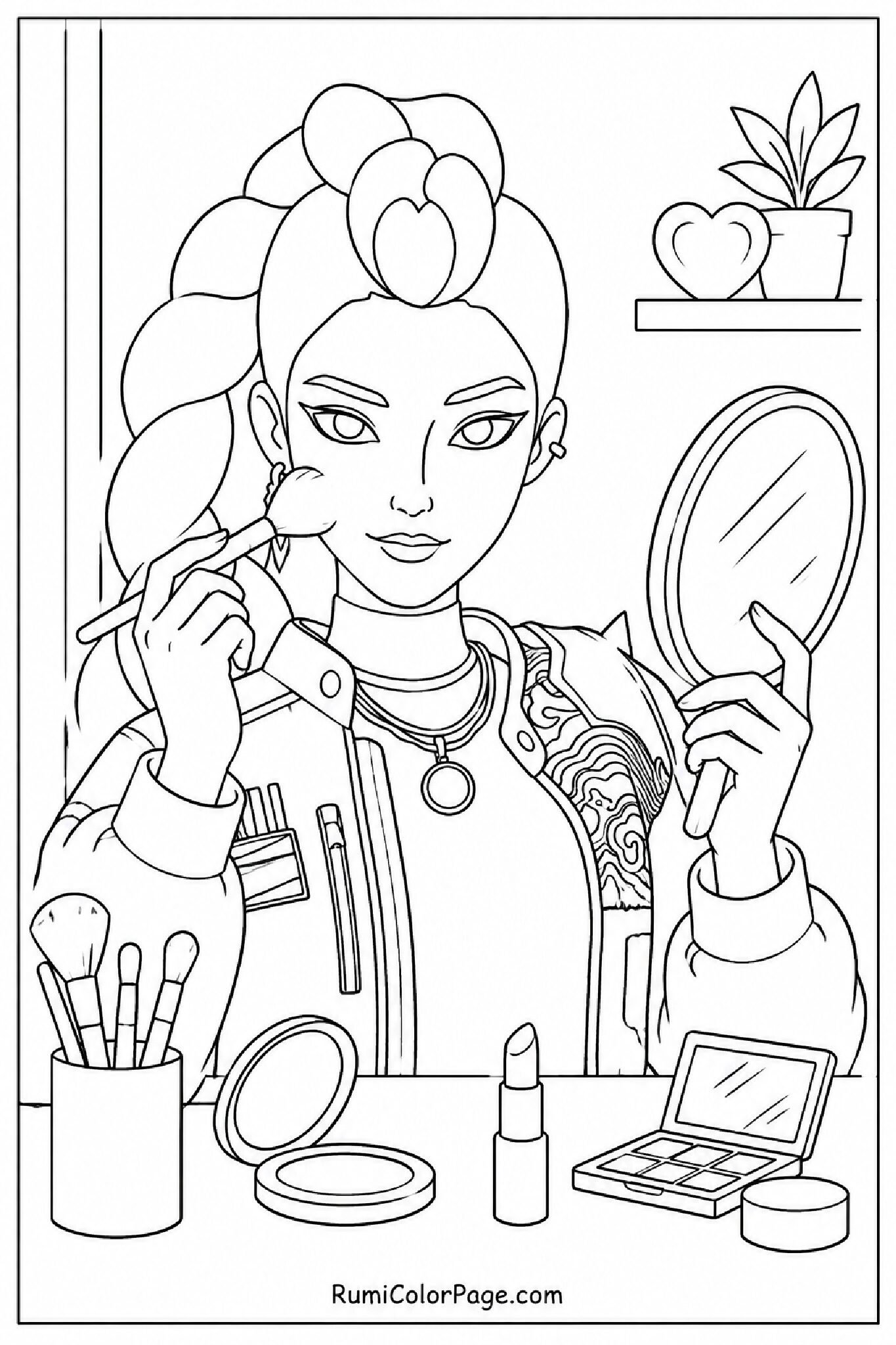 Rumi Doing Her Makeup coloring page
