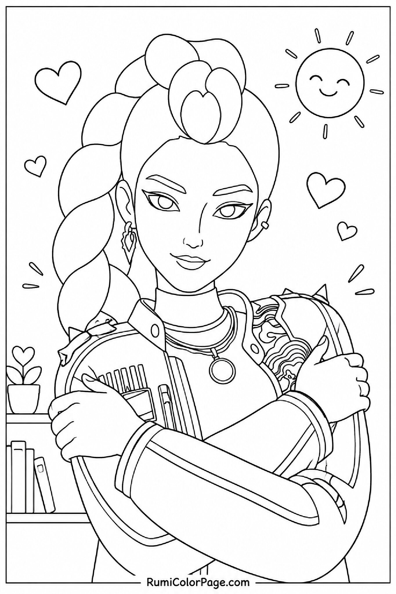 Rumi Hugging Herself coloring page