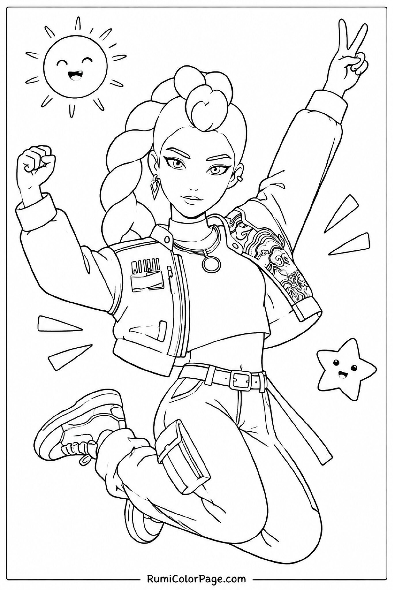 Rumi Jumping in the Air coloring page