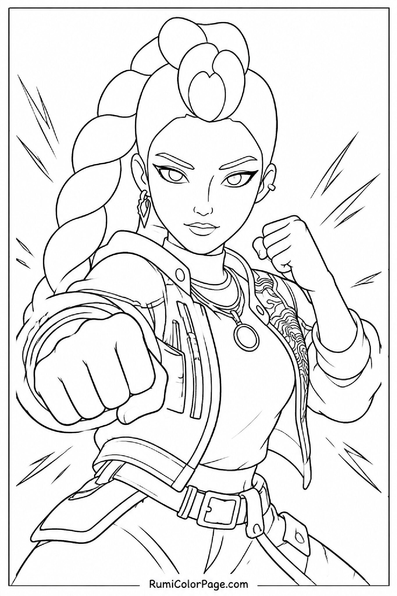 Rumi Looking Intense Middle Fight coloring page