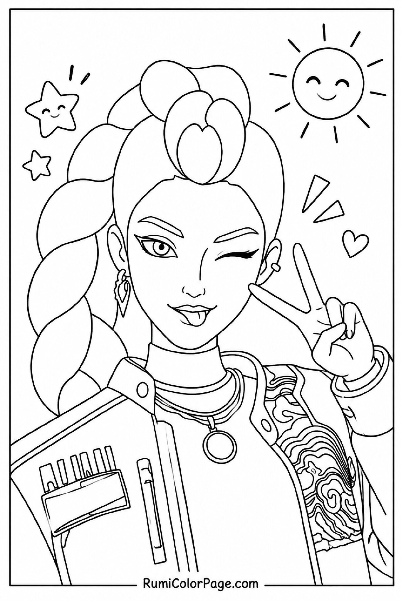 Rumi Looking Mischievous coloring page