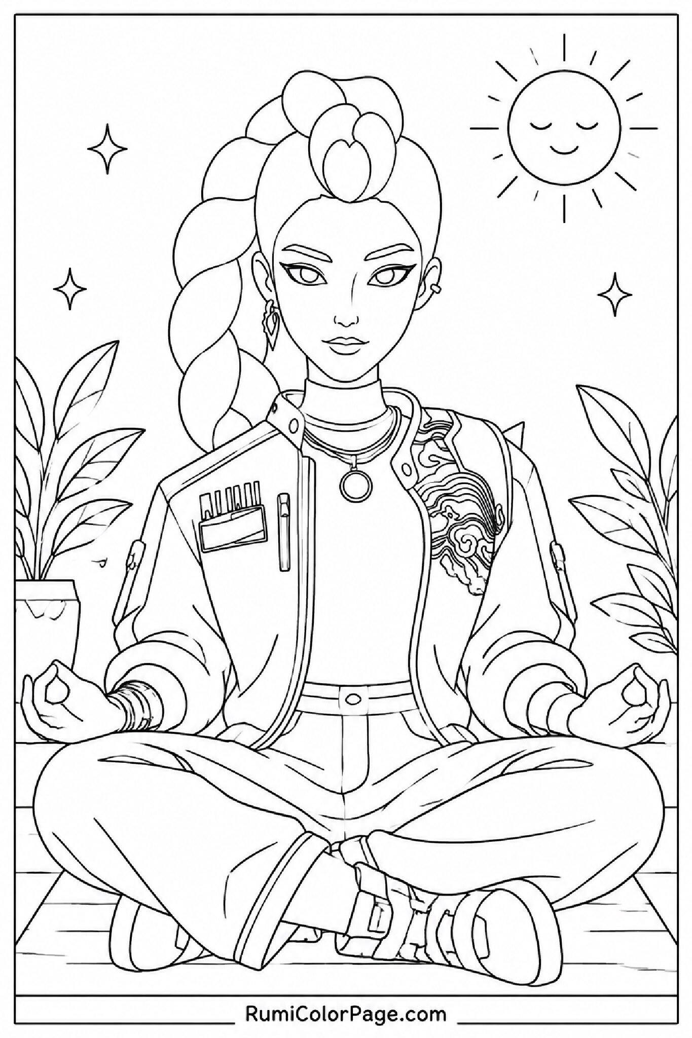 Rumi Meditating Calmly coloring page