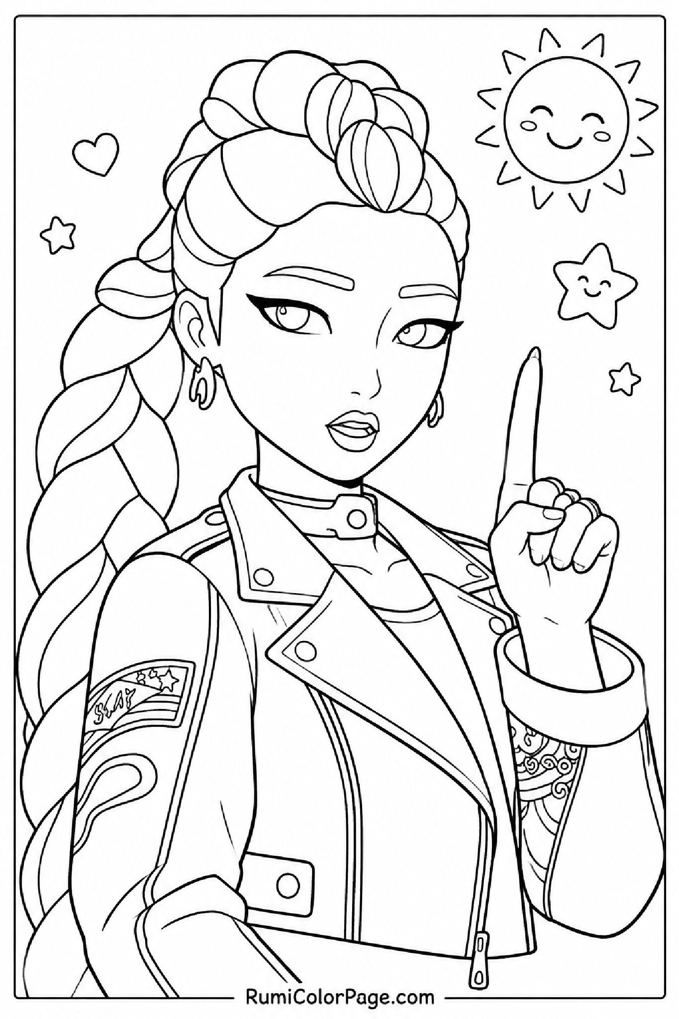 Rumi Pointing Her Finger coloring page