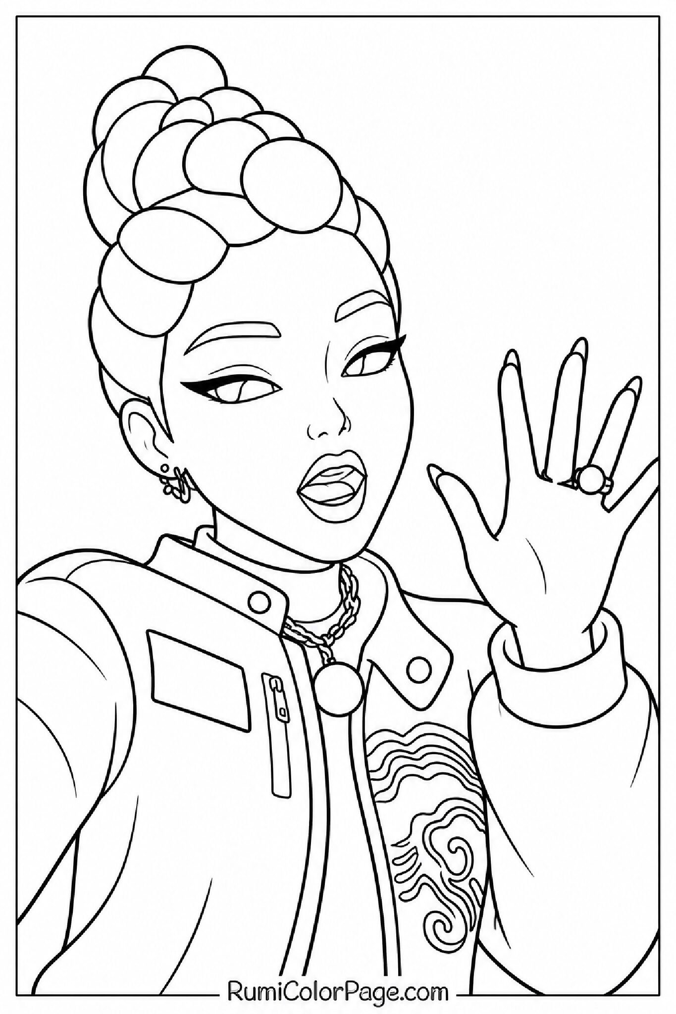 The Hand-Raised Pose coloring page