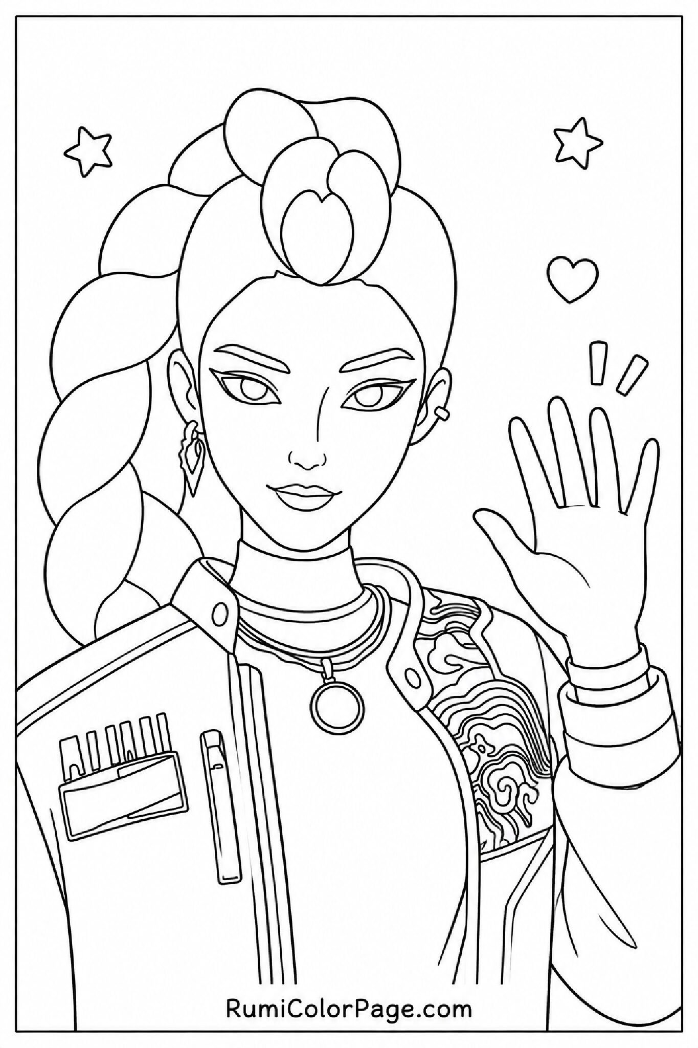 Rumi Posing With Hand Raised coloring page
