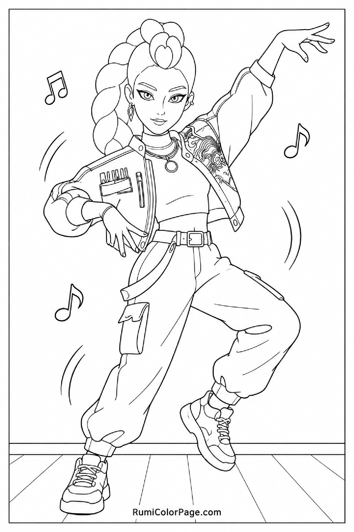 Rumi Practicing Dance Moves coloring page