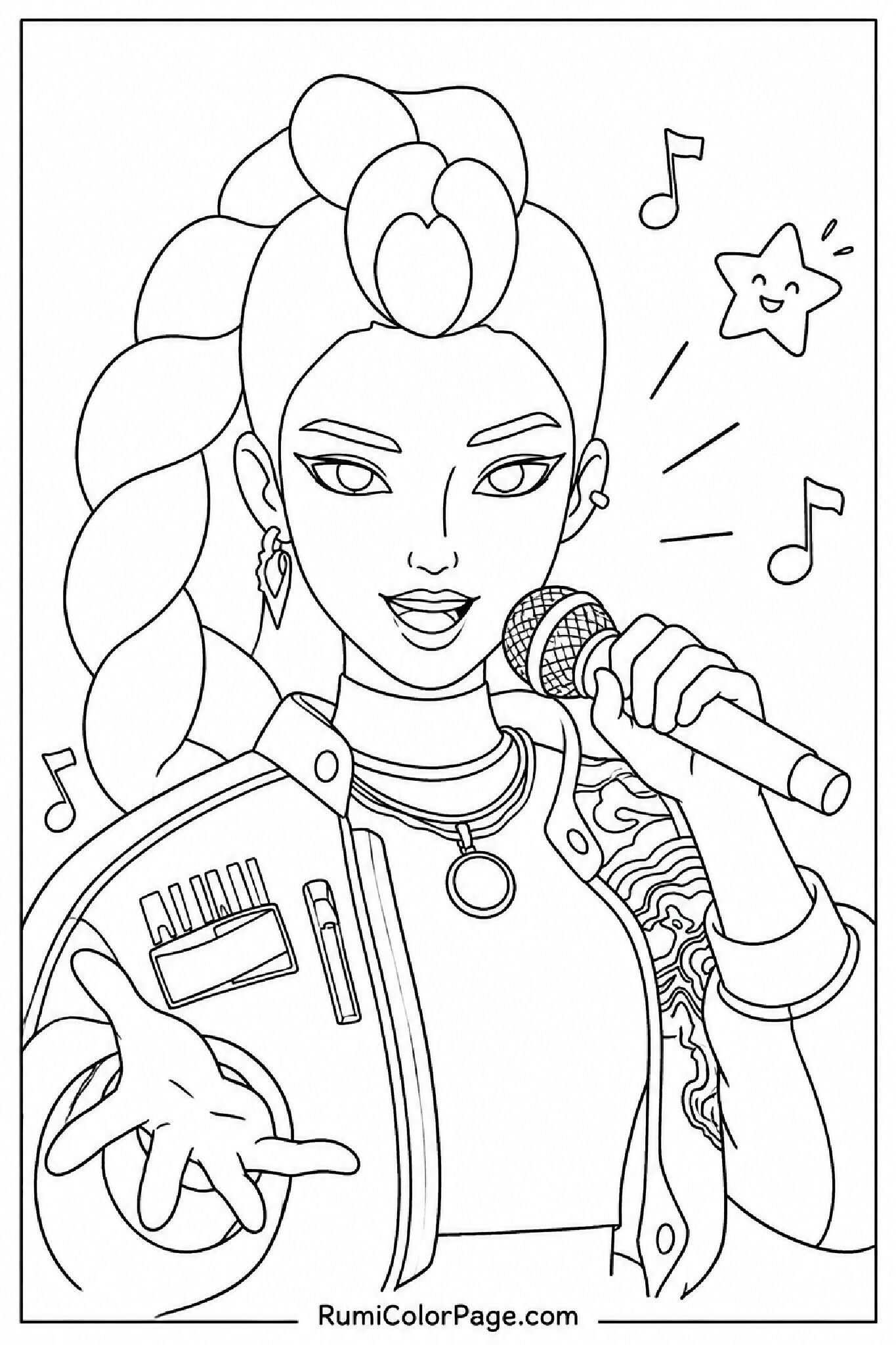 Rumi Singing With Microphone coloring page