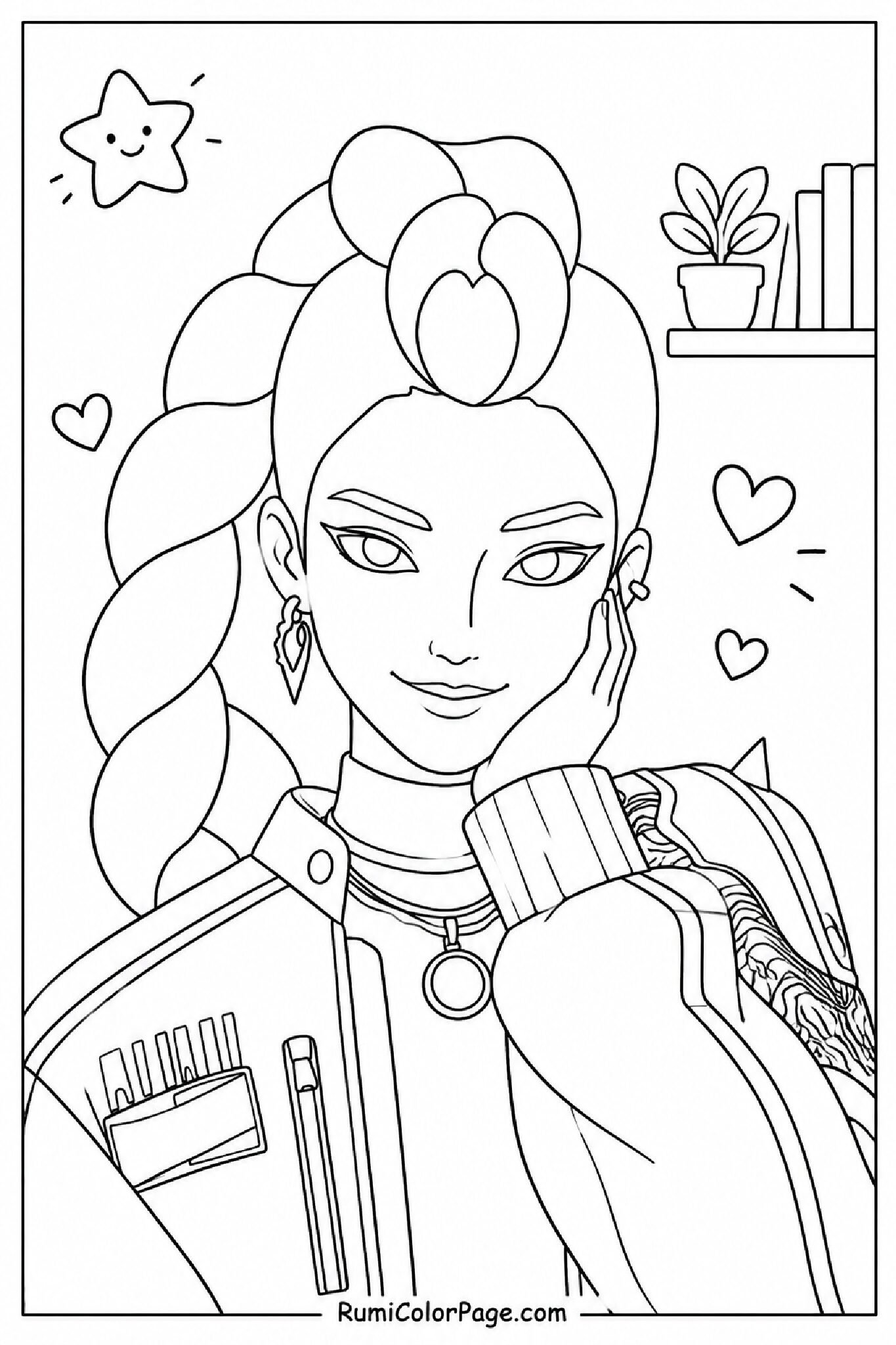 Rumi Smiling Shyly coloring page