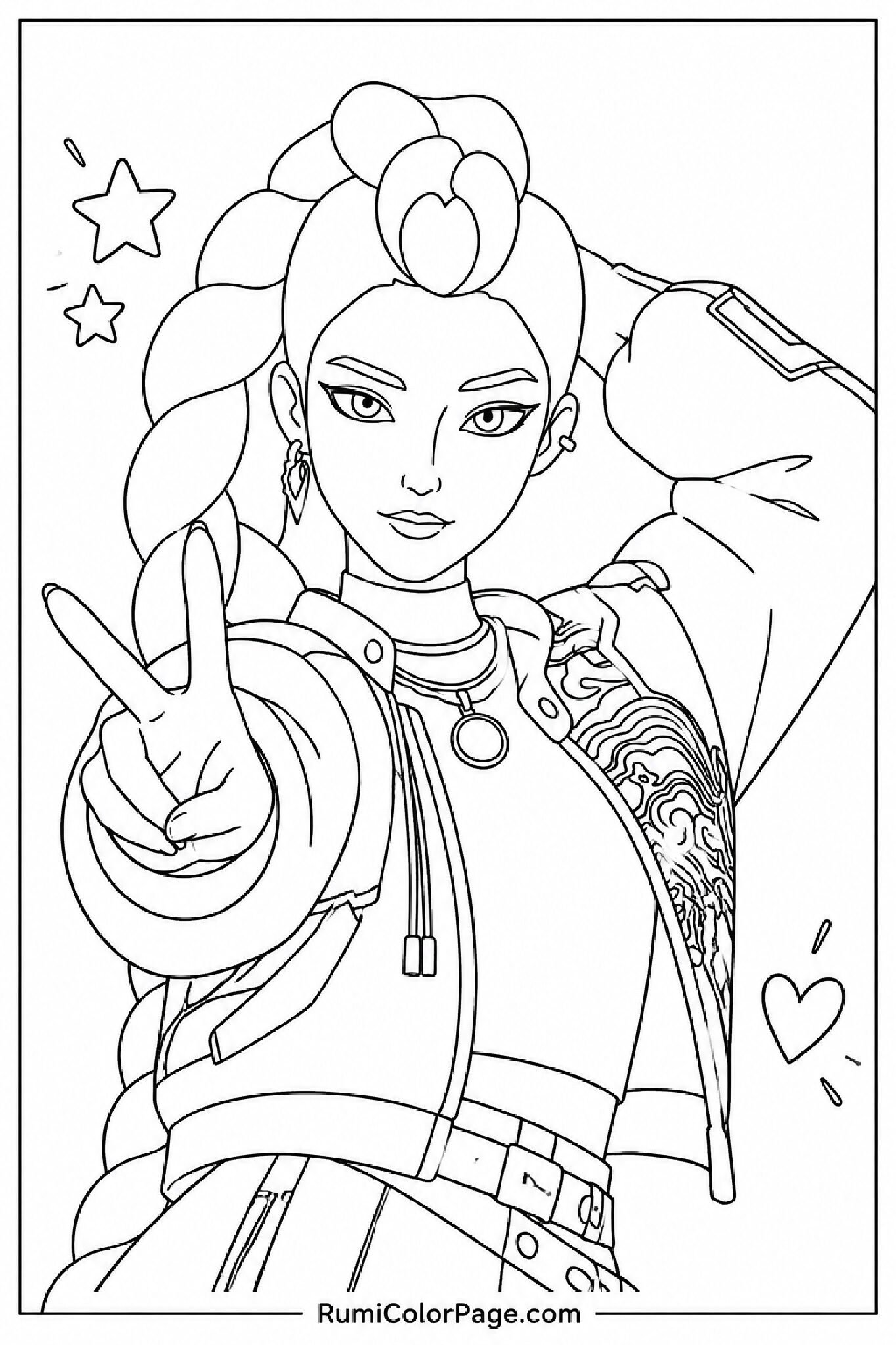 Rumi Striking a Pose coloring page