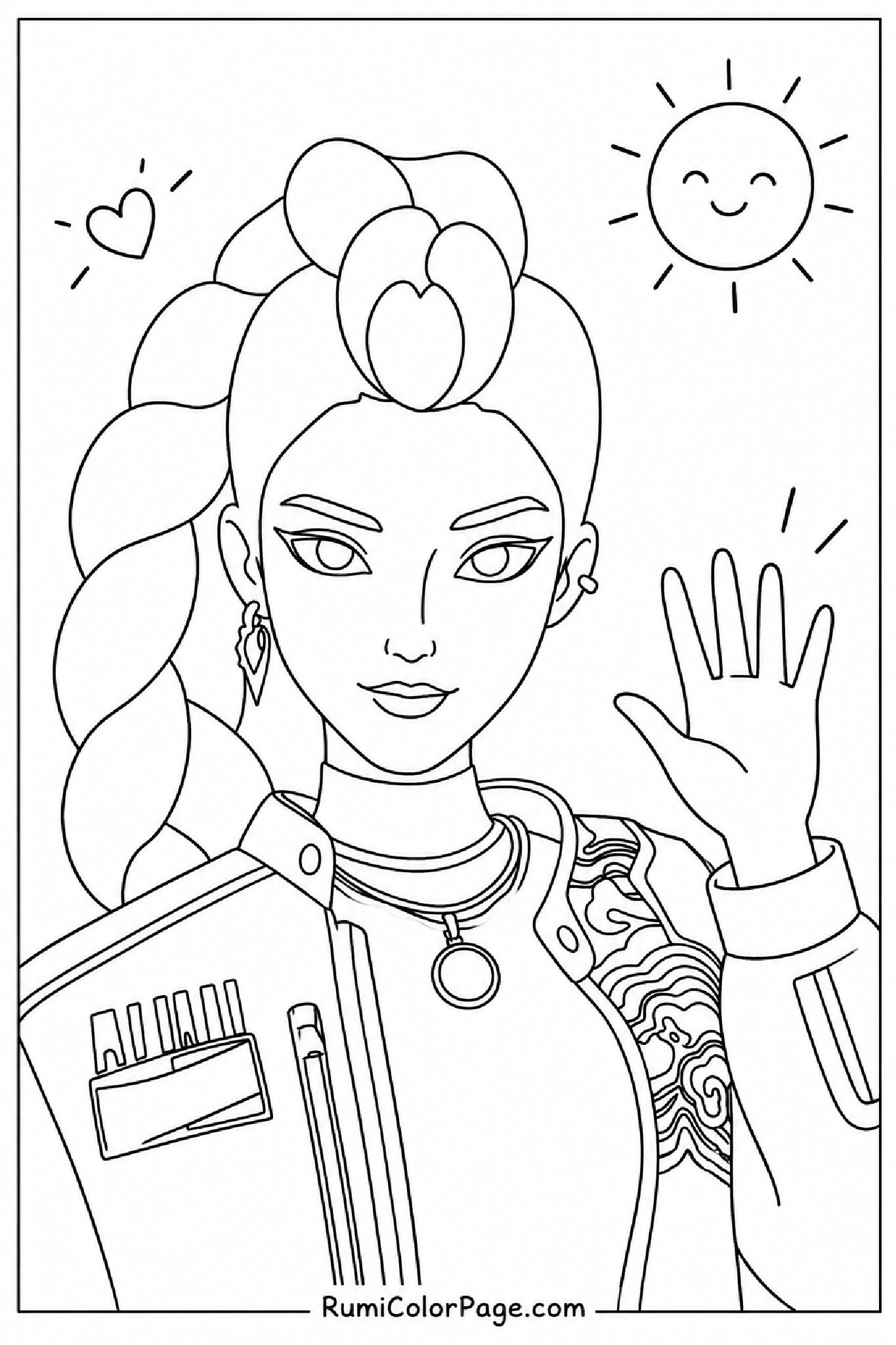 Rumi Waving Hello coloring page