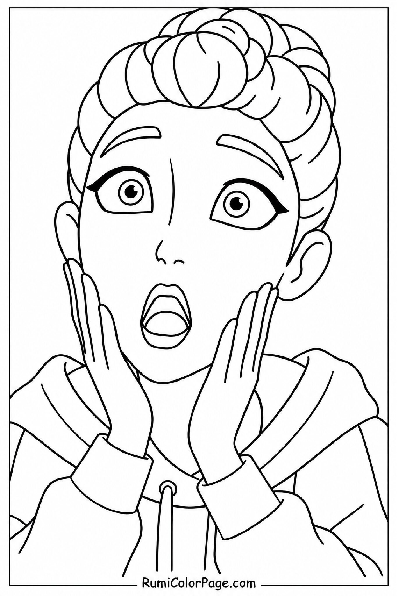 Rumi With Surprised Expression Chin Raised Close-Up Chin Raised coloring page