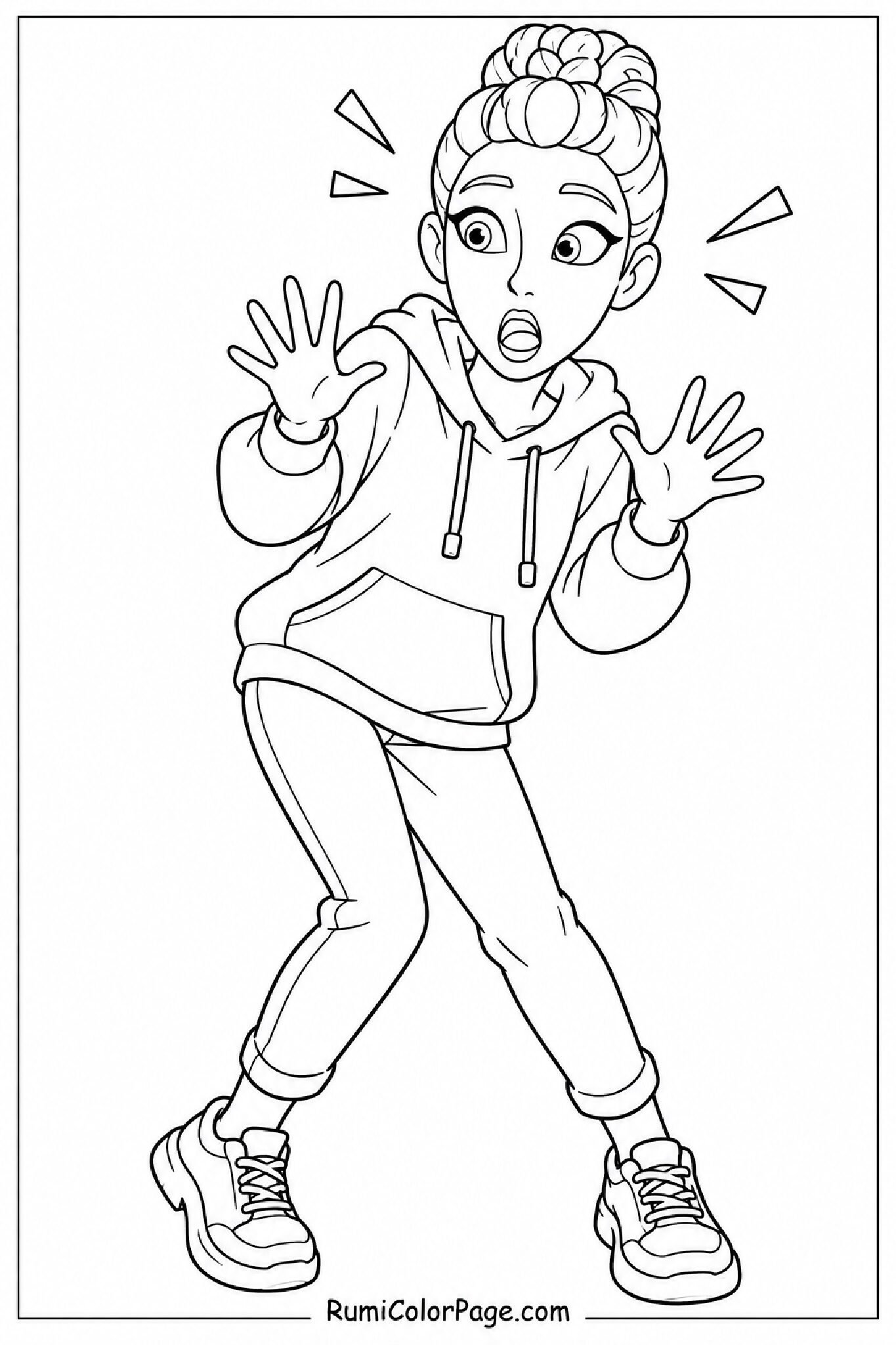 Rumi With Surprised Expression Full-Body Slight Right Lean coloring page